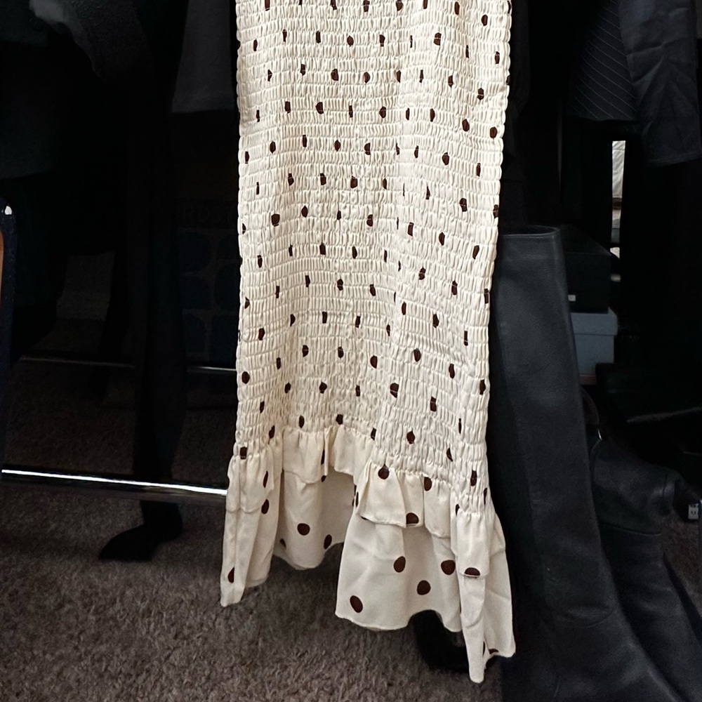 CIDER Polka Dot Shirred Dress Midi Length Summer Dress Size-Small - Picture 8 of 10